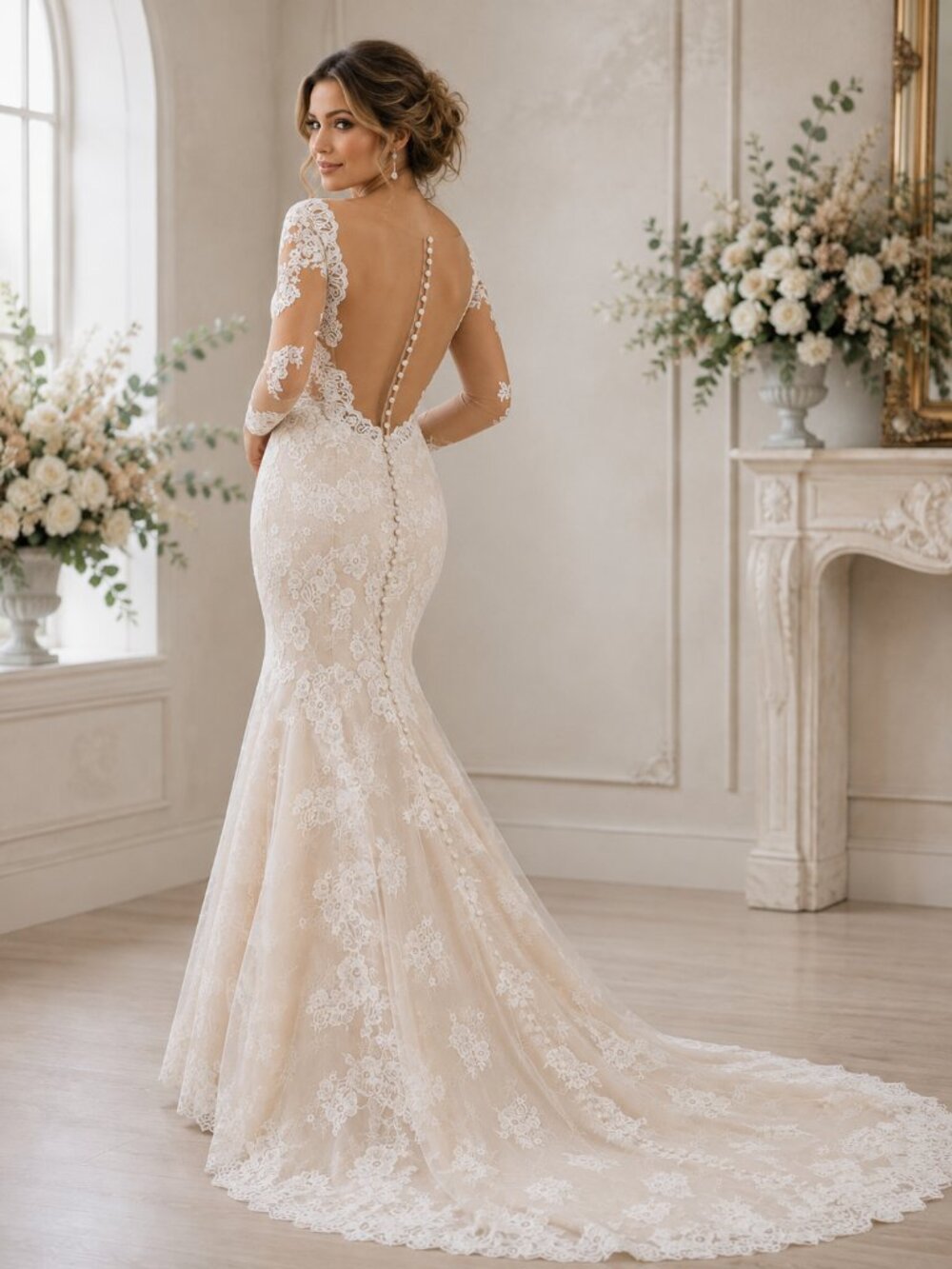 NWOT Allure Bridal Wedding Dress – Size 14 – Champagne/Gold/Nude/Ivory – Sample - Picture 3 of 10